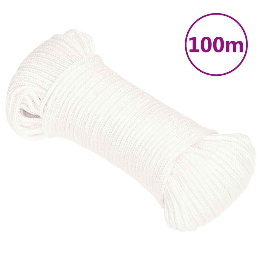 Vidaxl båttau 3 mm 100 m polypropylen full hvit