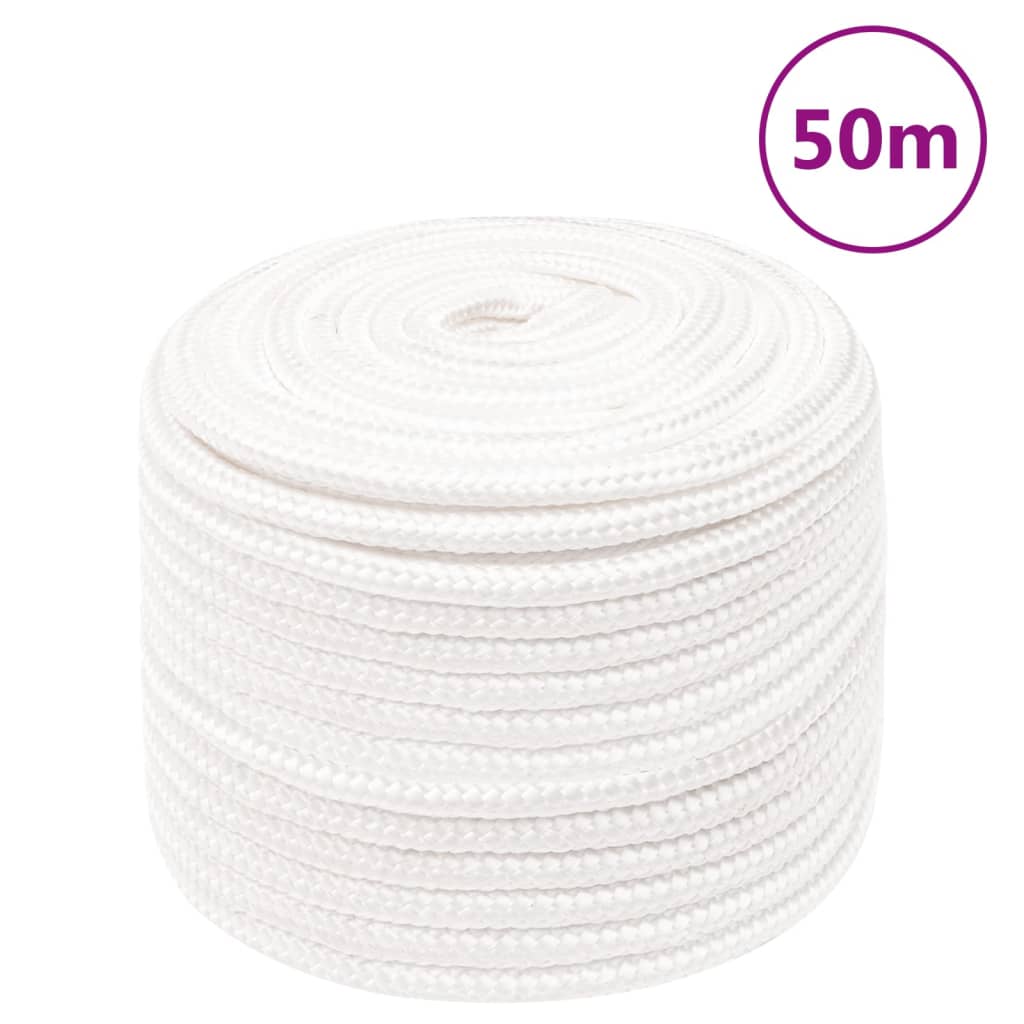 Vidaxl båttau 12 mm 50 m polypropylen full hvit