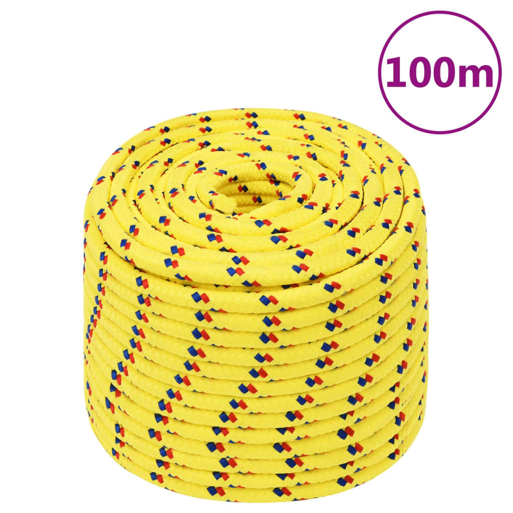 Corde de bateau vidaxl 12 mm 100 m en jaune en polypropylène