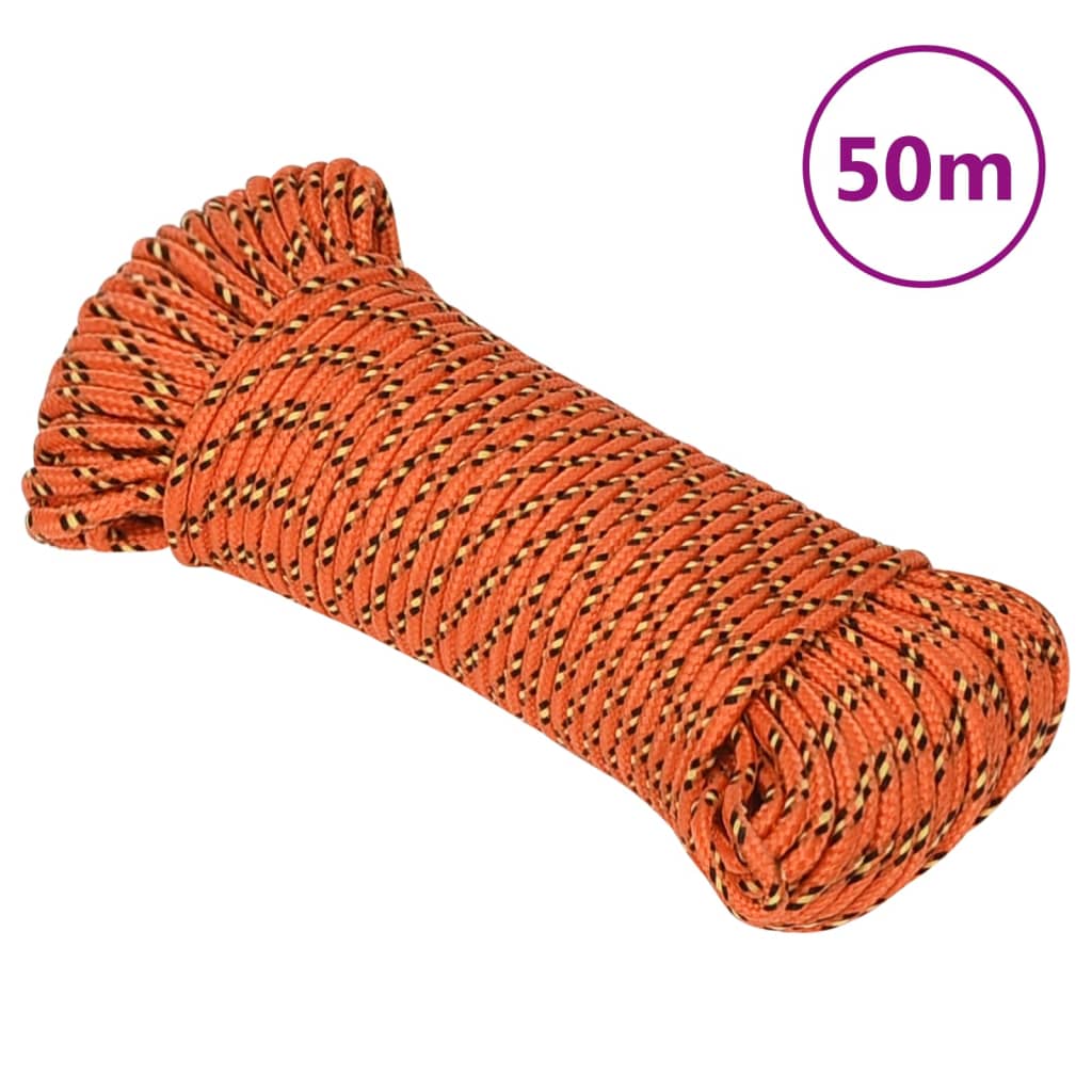 Vidaxl -Bootseil 5 mm 50 m Polypropylenorange