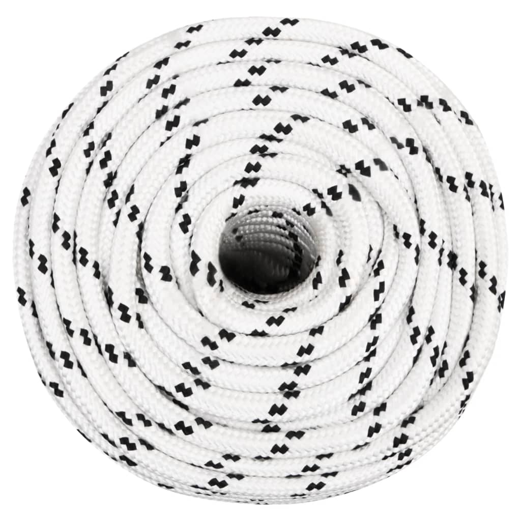 Vidaxl -Bootseil geflochten 14 mmx25 m Polyesterweiß