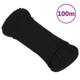 Vidaxx Arbeitsseil 3 mm 100 m Polyester schwarz