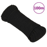 Vidaxx Arbeitsseil 5 mm 100 m Polyester schwarz