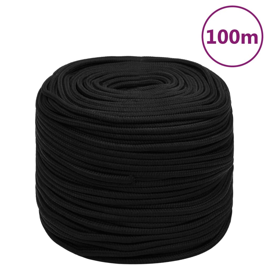 Vidaxx Arbeitsseil 6 mm 100 m Polyester schwarz