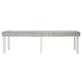 Vidaxl bankje 160x35x45 cm natuurlijk kubu rattan en mahoniehout wit