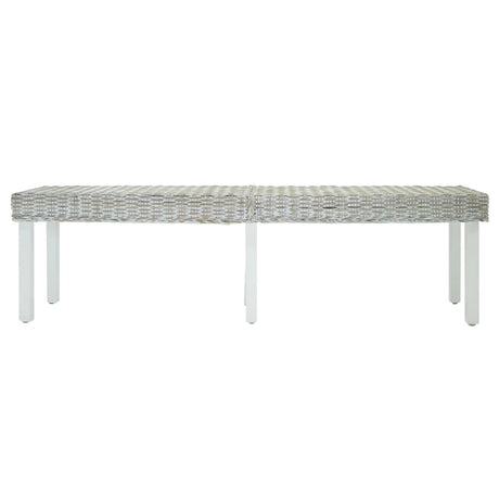 Vidaxl bankje 160x35x45 cm natuurlijk kubu rattan en mahoniehout wit