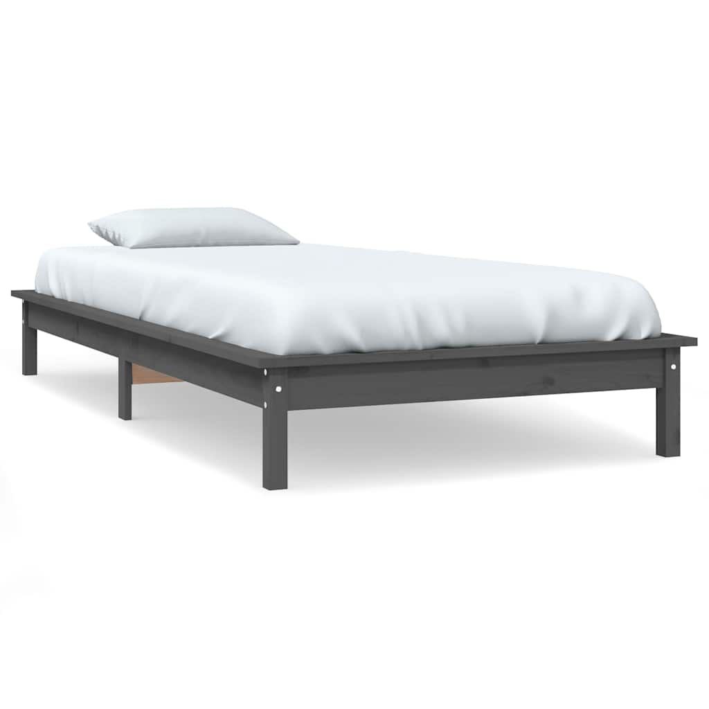 Vidaxl bedframe massief grenenhout grijs 90x200 cm