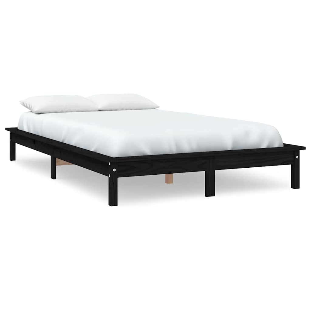 Vidaxl bedframe massief grenenhout zwart 150x200 cm