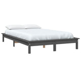Vidaxl bedframe massief grenenhout grijs 160x200 cm