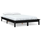 Vidaxl bedframe massief grenenhout zwart 140x190 cm