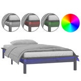 Vidaxl bedframe led massief hout grijs 90x200 cm