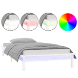 Vidaxl bedframe led massief hout wit 100x200 cm
