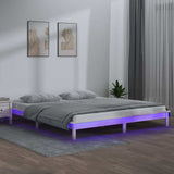 Vidaxl bedframe led massief hout wit 180x200 cm