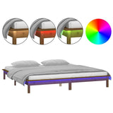 Vidaxl bedframe led massief hout honingbruin 200x200 cm