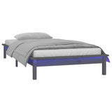 Vidaxl bedframe led massief hout grijs 90x190 cm
