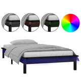 Vidaxl bedframe led massief hout zwart 90x190 cm