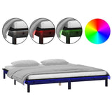 Vidaxl bedframe led massief hout zwart 120x190 cm