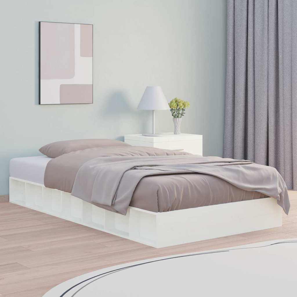 Vidaxl bedframe massief hout wit 75x190 cm