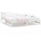 Vidaxl slaapbank uitschuifbaar massief grenenhout wit 2x(90x190) cm
