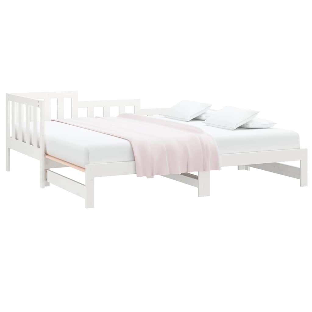 Vidaxl slaapbank uitschuifbaar massief grenenhout wit 2x(90x190) cm
