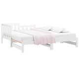 Vidaxl slaapbank uitschuifbaar massief grenenhout wit 2x(90x190) cm