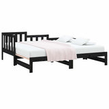 Vidaxl slaapbank uitschuifbaar massief grenenhout zwart 2x(90x190) cm