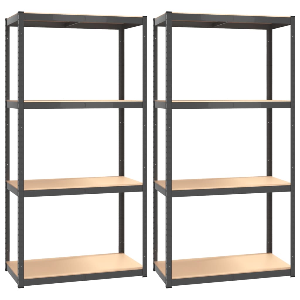 Vidaxl Storage Rack a 4 strati 2 ST Acciaio e legno trasformato in antracite