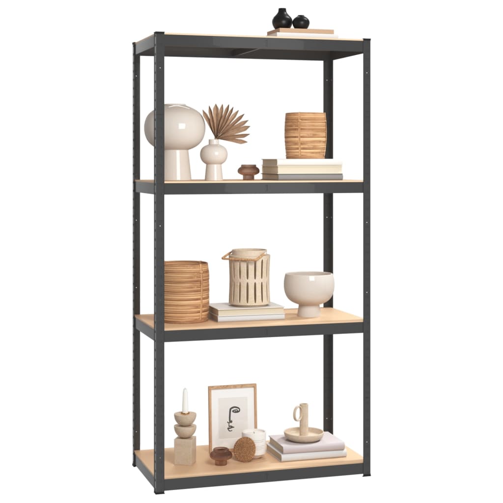 Vidaxl Storage Rack a 4 strati 2 ST Acciaio e legno trasformato in antracite