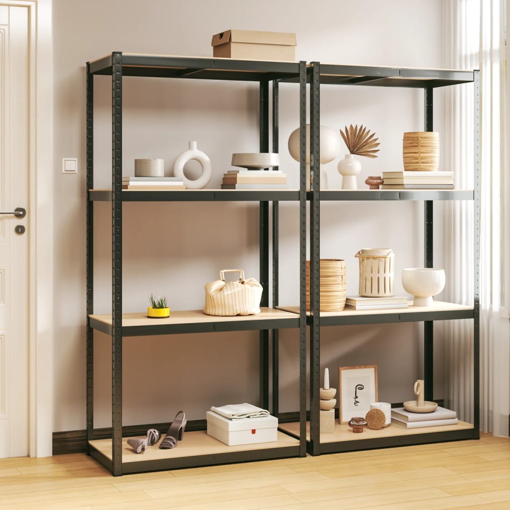 Vidaxl Storage Rack a 4 strati 2 ST Acciaio e legno trasformato in antracite