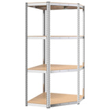 Vidaxl Corner Rack 4-Wayer Stal i przetworzone drewniane srebrne