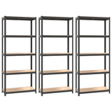 VIDAXL-Speicher 5-layer 3 St. Stahl verarbeitet Holz anthrazitfarben