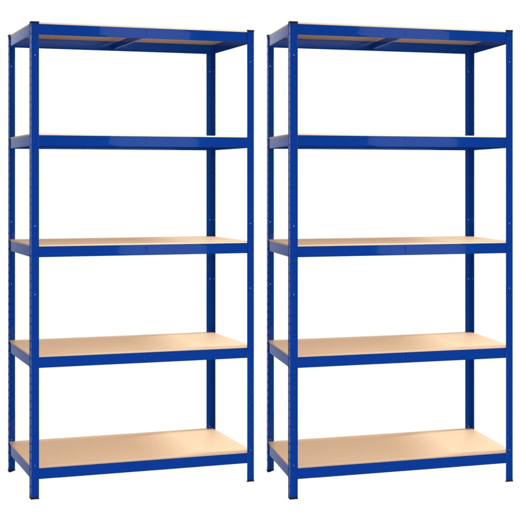 Vidaxl Storage Rack 5 coureurs 2 ST en acier Bleu en bois