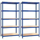 Vidaxl Storage Rack 5 coureurs 2 ST en acier Bleu en bois