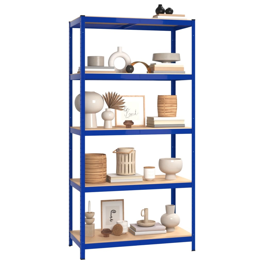 Vidaxl Storage Rack 5 coureurs 2 ST en acier Bleu en bois