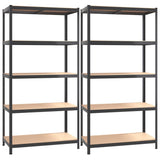 VIDAXL-Speicher 5-layer 2 St. Stahl verarbeitet Holz Anthrazitfarben