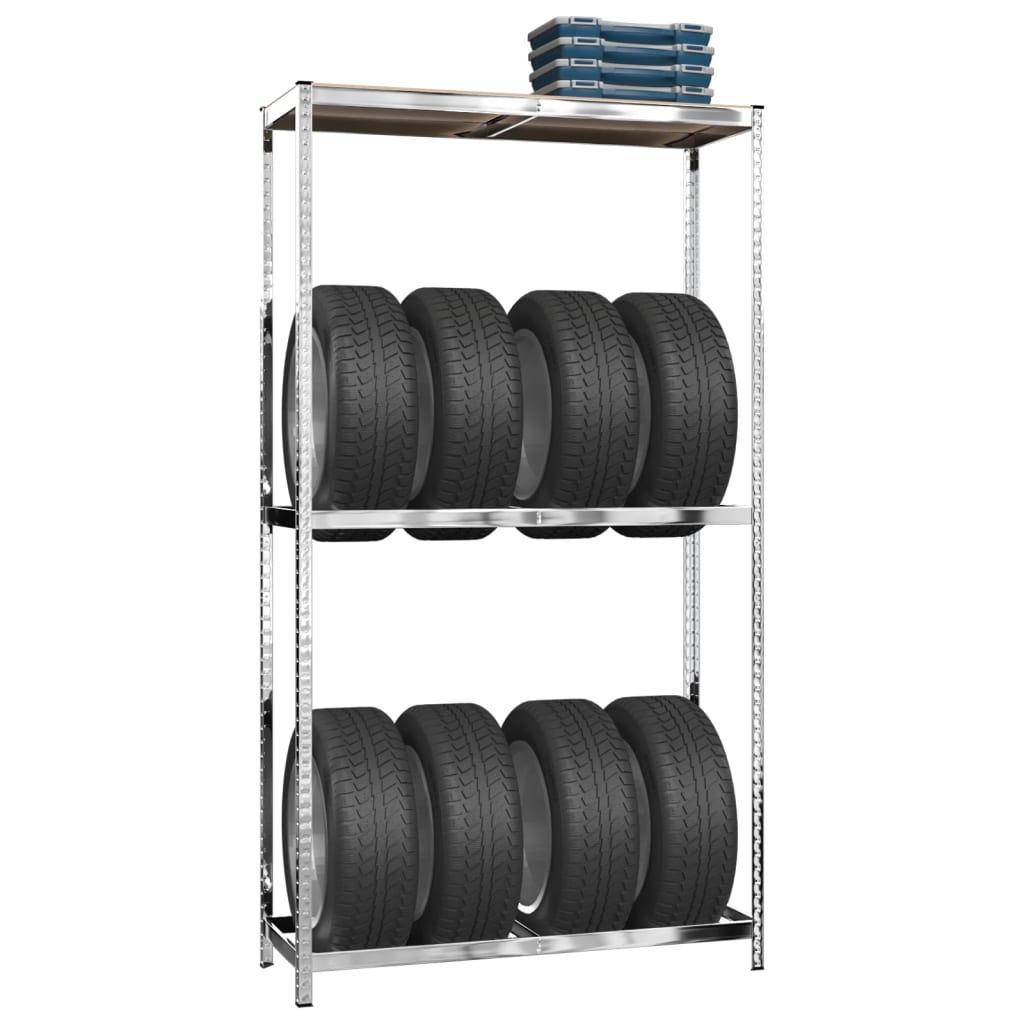 Vidaxl Tire Rack 2-lag 110x40x180 cm stål sølvfarget