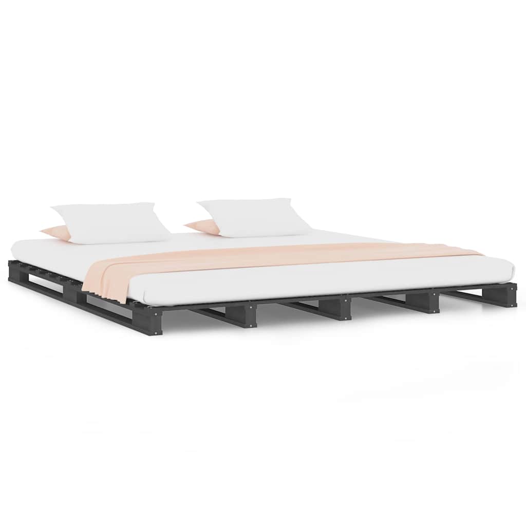 Vidaxl palletbed massief hout grijs 150x200 cm