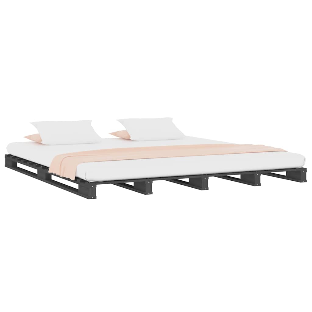 Vidaxl palletbed massief hout grijs 150x200 cm