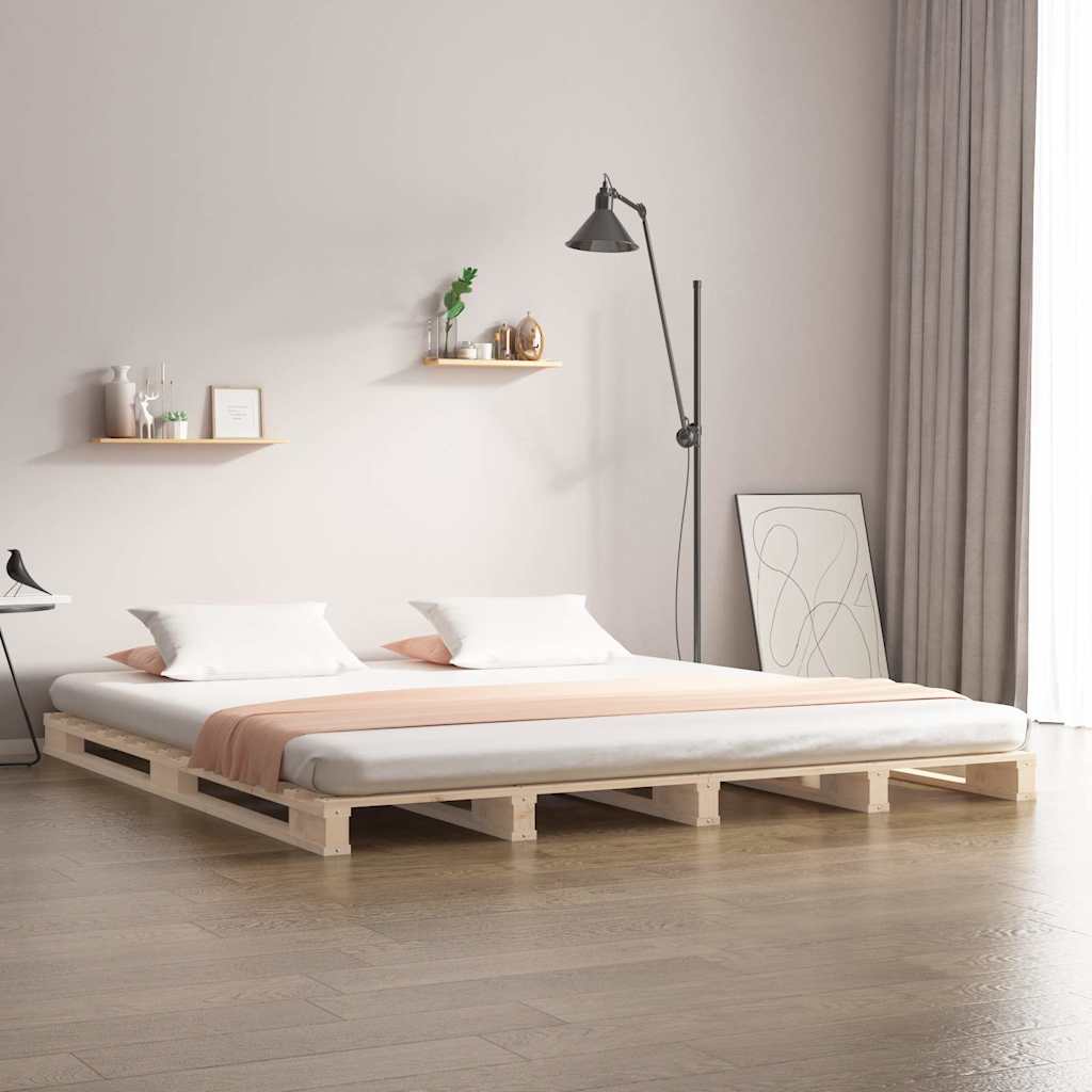 Vidaxl palletbed massief grenenhout zwart 120x190 cm
