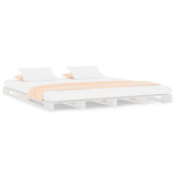 Vidaxl palletbed massief grenenhout wit 135x190 cm
