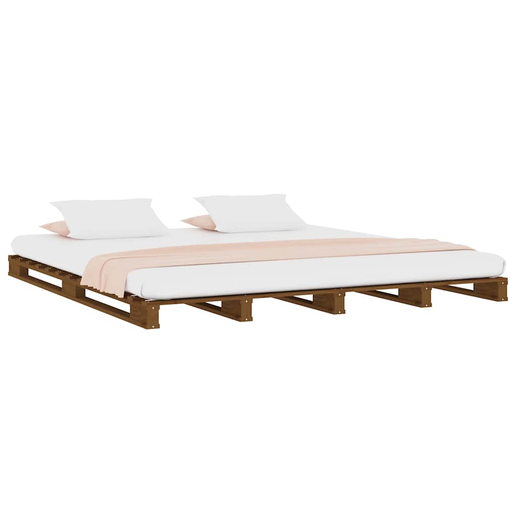 Vidaxl palletbed massief grenenhout honingbruin 140x190 cm