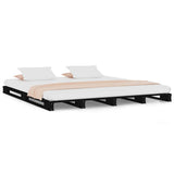 Vidaxl palletbed massief grenenhout zwart 140x190 cm