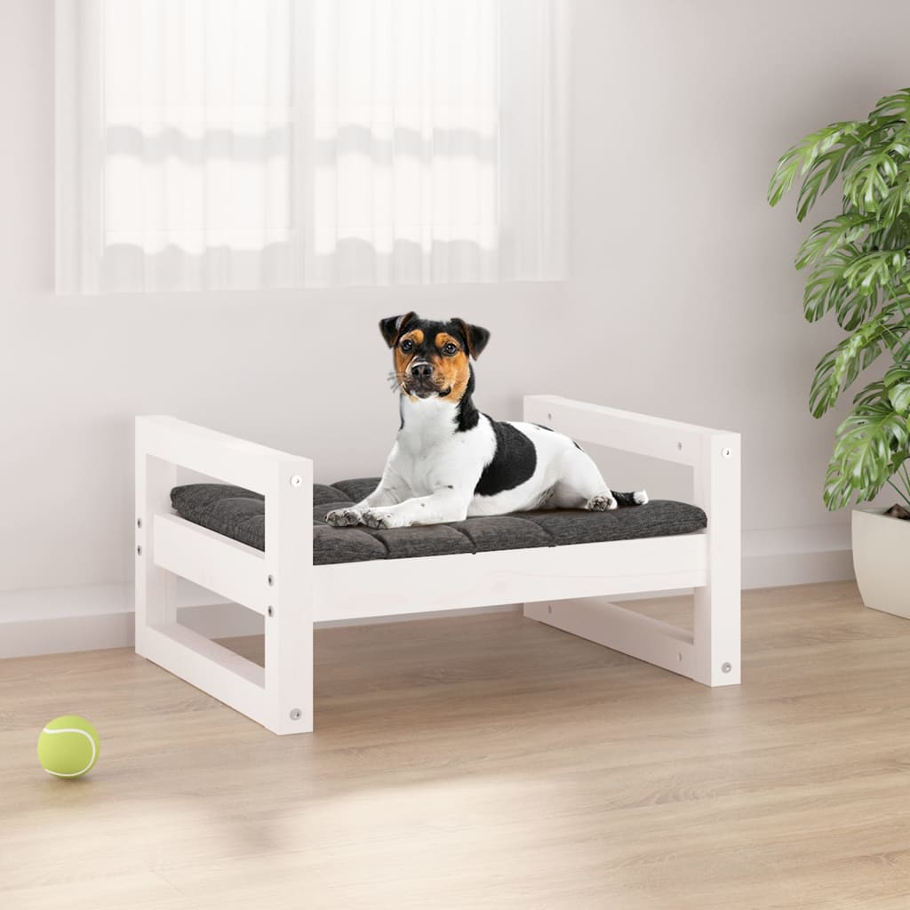 Vidaxl Dog Basket 55.5x45.5x28 cm Pine solide blanc