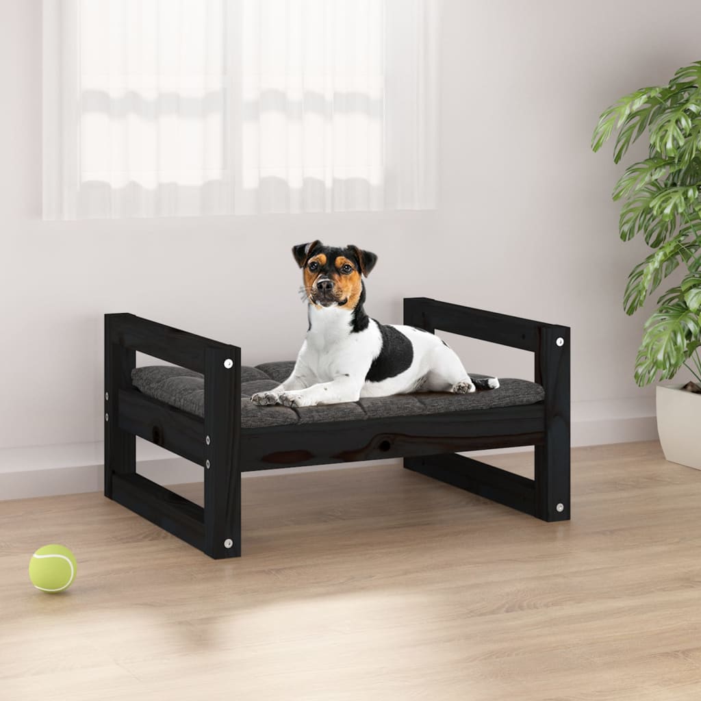 Vidaxl dog basket 55.5x45.5x28 cm solid pine pine black