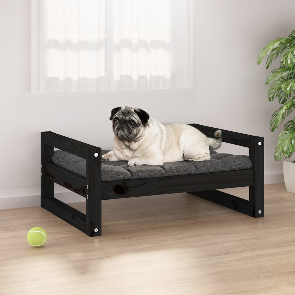 Vidaxl dog basket 65.5x50.5x28 cm solid pine pine black