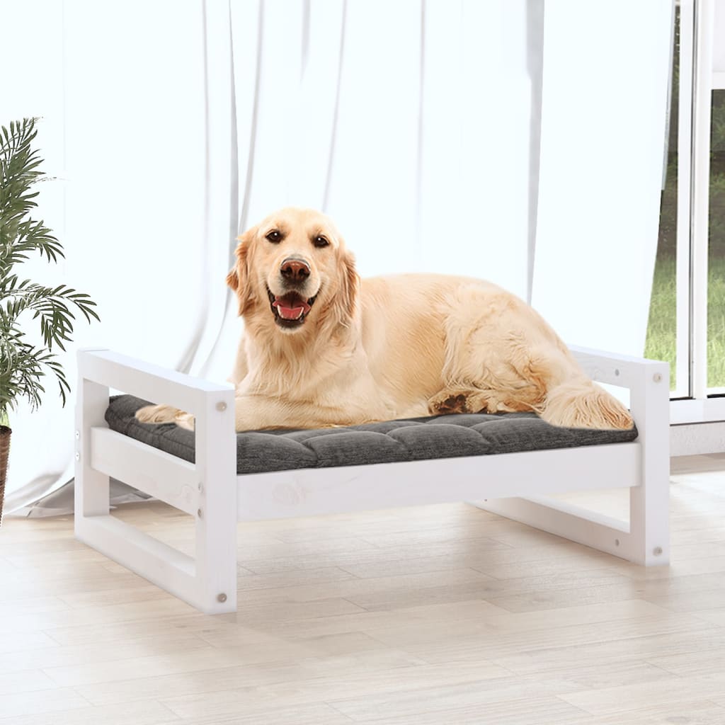 Vidaxl Dog Panier 75.5x55.5x28 cm Pine solide blanc