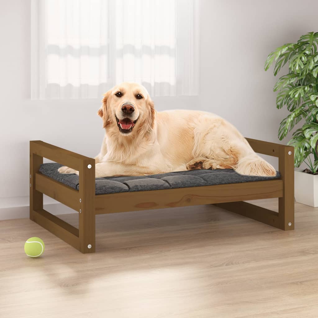 Vidaxl dog basket 75.5x55.5x28 cm solid pine honey brown