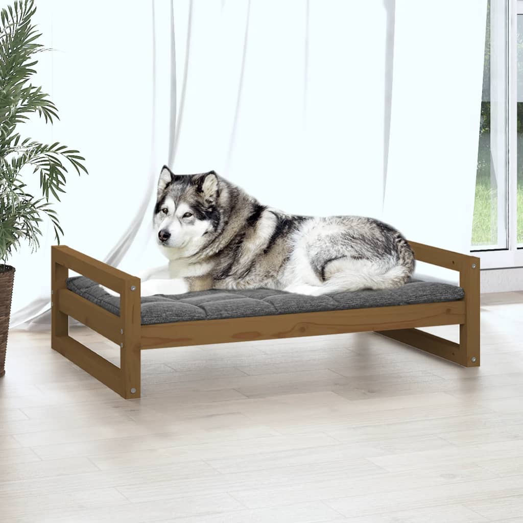 Vidaxl Dog Basket 105.5x75.5x28 cm Solid fyrretræ honningbrun