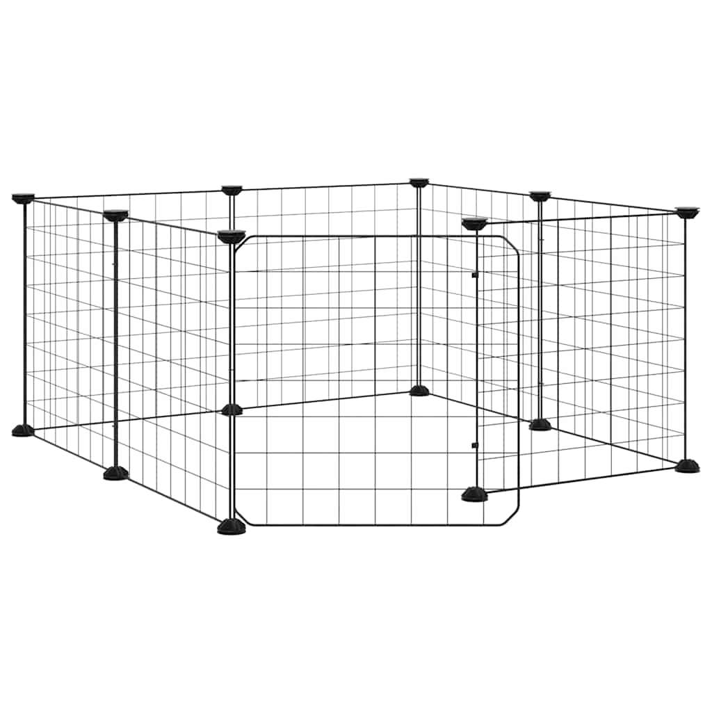 Vidaxl -Haustiere Käfig mit Tür 8 Paneele 35x35 cm Stahl schwarz