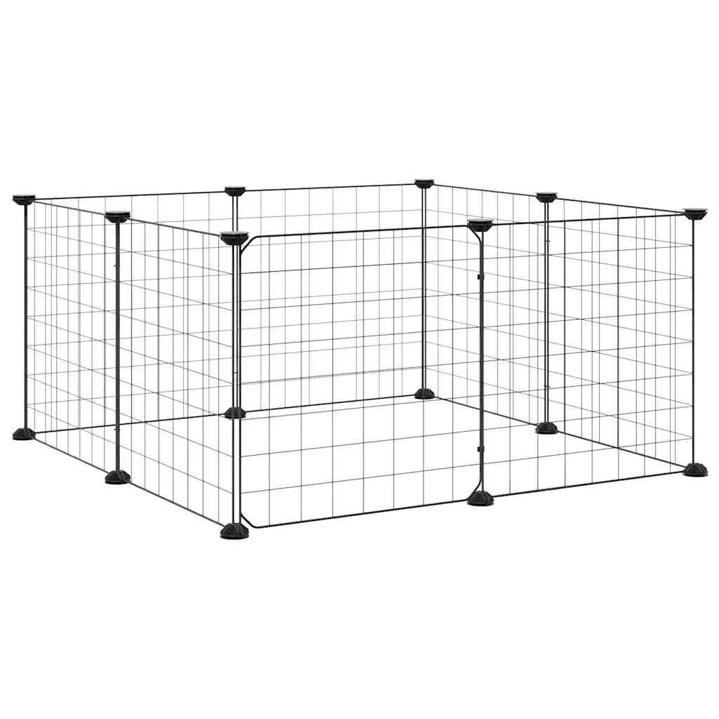 Vidaxl -Haustiere Käfig mit Tür 8 Paneele 35x35 cm Stahl schwarz